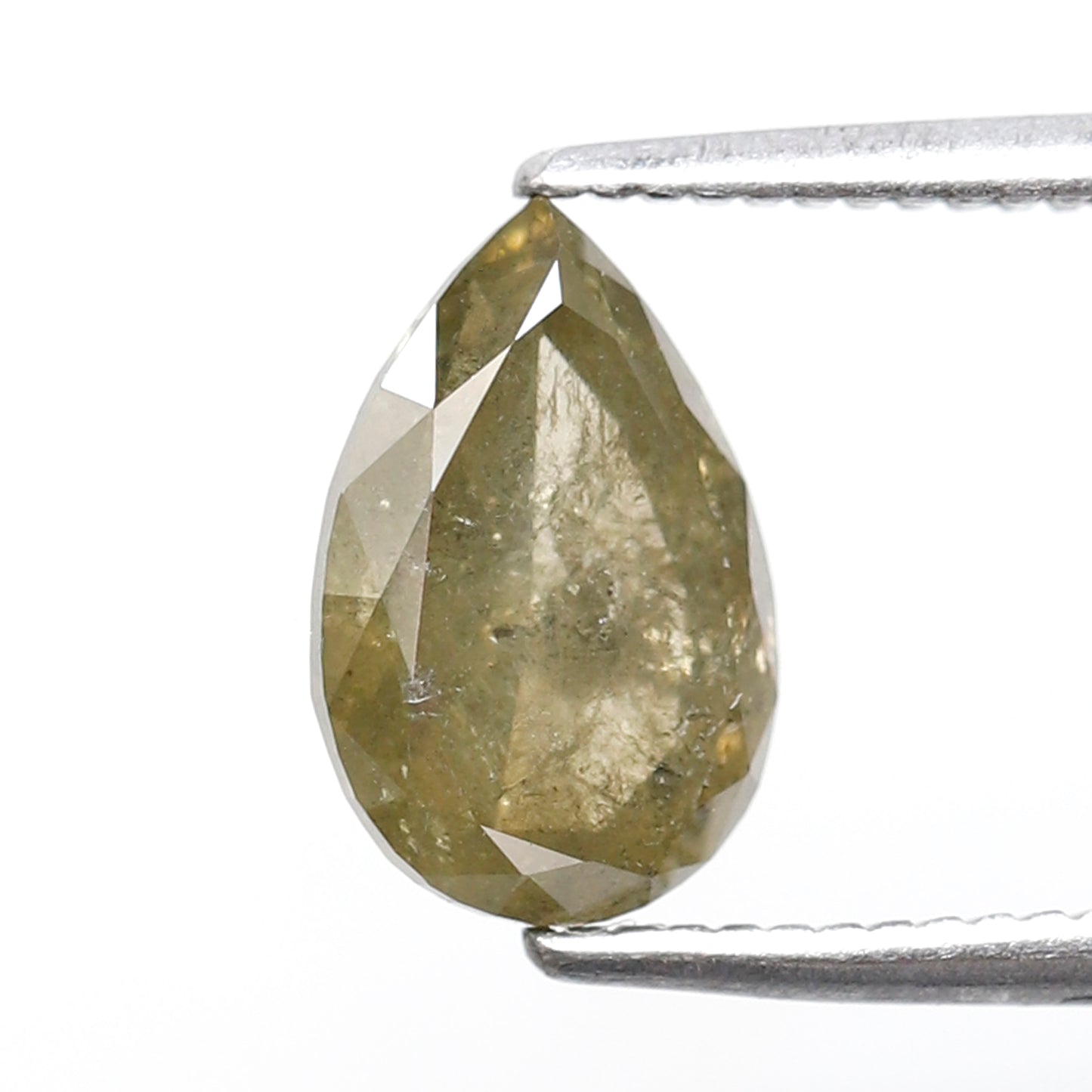 1.60 Ct Pear Shape Rustic Diamond, Natural Greenish Yellow Diamond, Ethical Loose Diamond for Promise Ring
