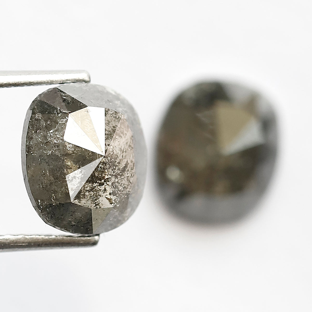 Oval Pair 4.27 Ct Natural Gray Black Salt & Pepper Diamonds | Earth Mined Loose Earrings Diamonds