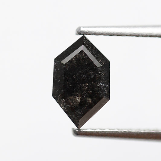 Natural 0.92 Carat Hexagon Shape Black Gray Salt and Pepper Diamond, 8.40 mm Loose Diamond for Bridal Ring Jewelry