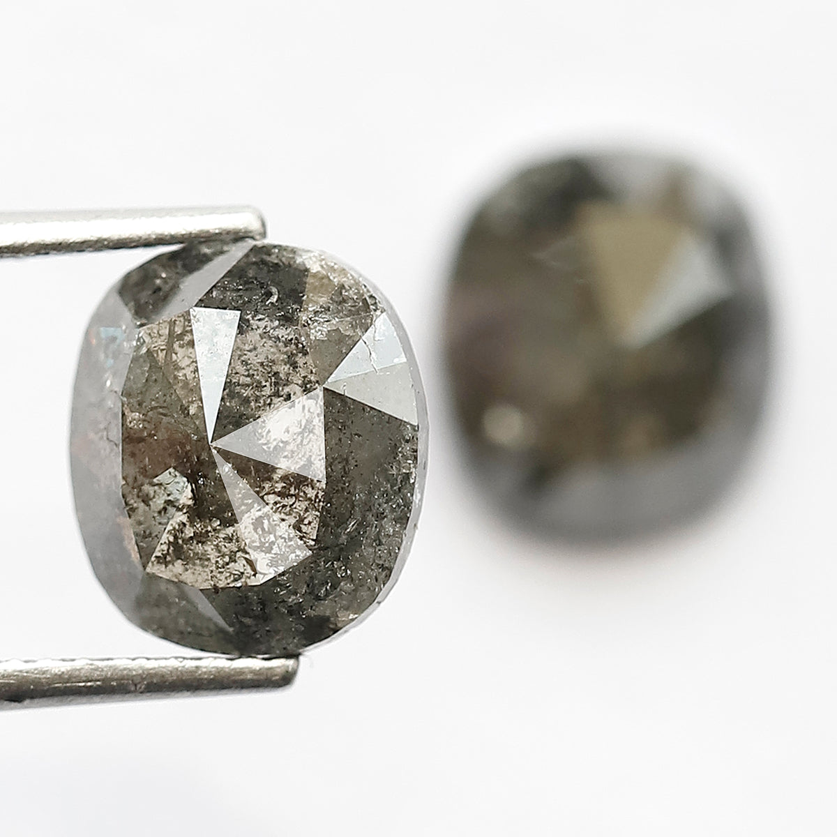 Oval Pair 4.27 Ct Natural Gray Black Salt & Pepper Diamonds | Earth Mined Loose Earrings Diamonds