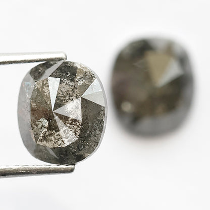 Oval Pair 4.27 Ct Natural Gray Black Salt & Pepper Diamonds | Earth Mined Loose Earrings Diamonds
