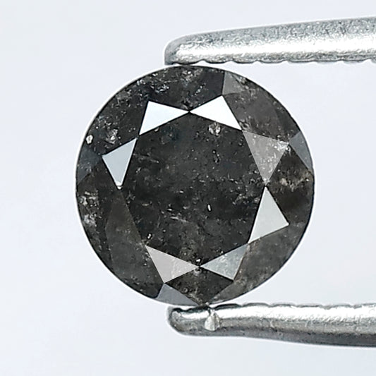 0.88 CT Natural Grey Black Diamond Round Brilliant Cut Shape 5 mm Antique Jewelry