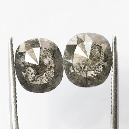 Oval Pair 4.27 Ct Natural Gray Black Salt & Pepper Diamonds | Earth Mined Loose Earrings Diamonds