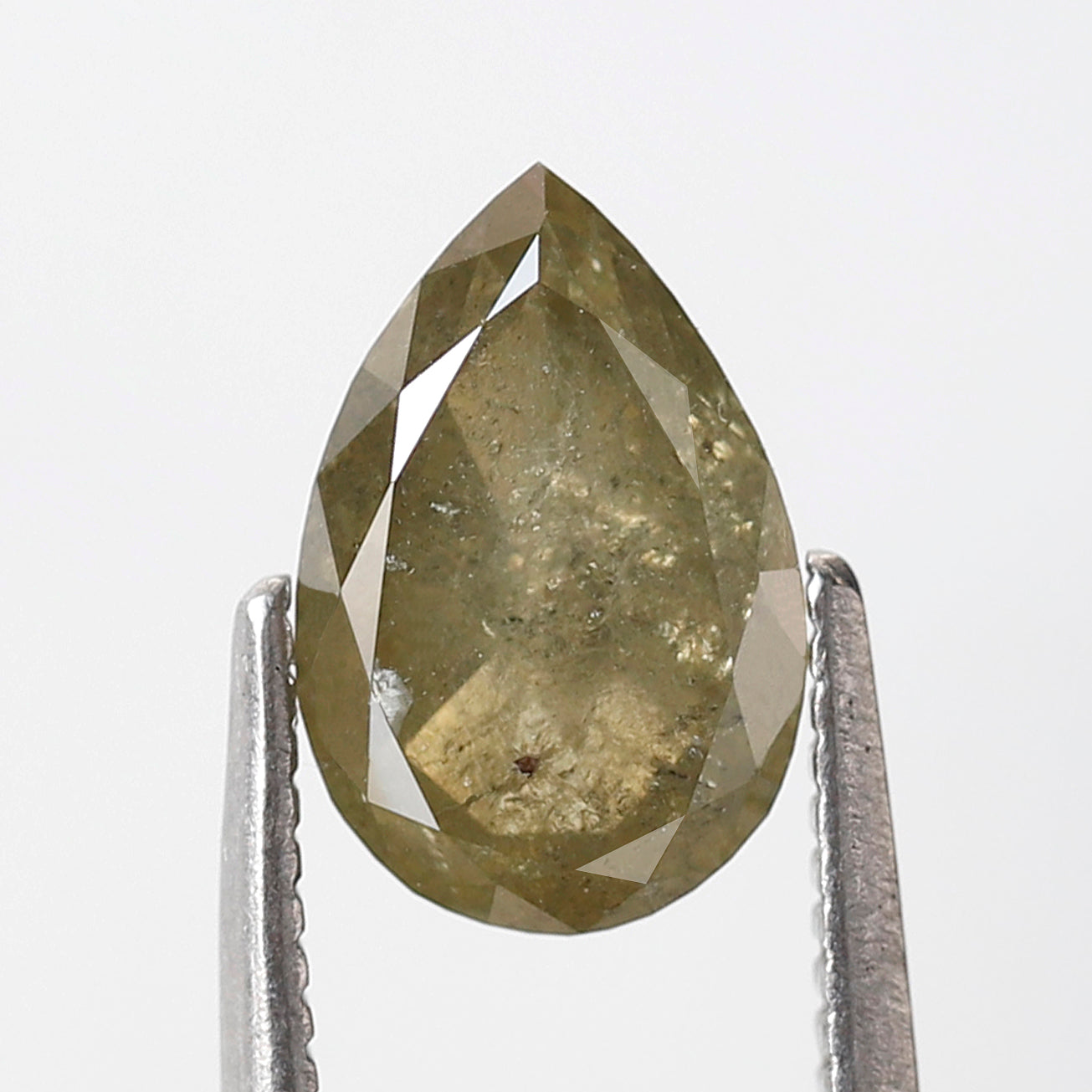 1.60 Ct Pear Shape Rustic Diamond, Natural Greenish Yellow Diamond, Ethical Loose Diamond for Promise Ring