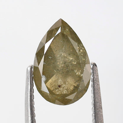 1.60 Ct Pear Shape Rustic Diamond, Natural Greenish Yellow Diamond, Ethical Loose Diamond for Promise Ring