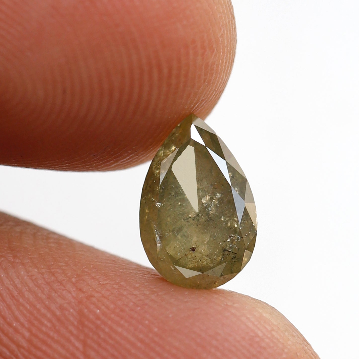 1.60 Ct Pear Shape Rustic Diamond, Natural Greenish Yellow Diamond, Ethical Loose Diamond for Promise Ring