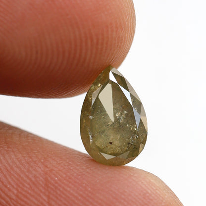1.60 Ct Pear Shape Rustic Diamond, Natural Greenish Yellow Diamond, Ethical Loose Diamond for Promise Ring