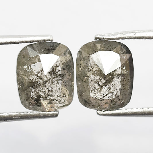 Natural 2.66 Ct Gray Black Oval Diamonds | Salt & Pepper Conflict Free Loose Pair for Earrings