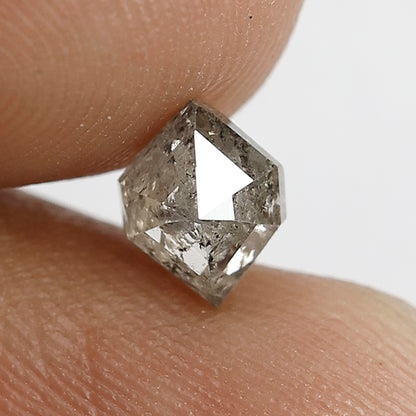 0.86 CT geometric Shape Salt and Pepper Diamond 5 MM Loose Natural Misty Grey Black Color Diamond wedding ring