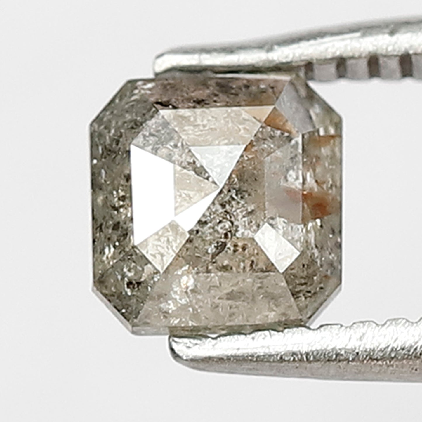 0.60 CT Asscher Shape Salt and Pepper Diamond 5 MM Loose Natural Grey Black Color Diamond Ring For Her