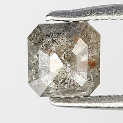 0.60 CT Asscher Shape Salt and Pepper Diamond 5 MM Loose Natural Grey Black Color Diamond Ring For Her