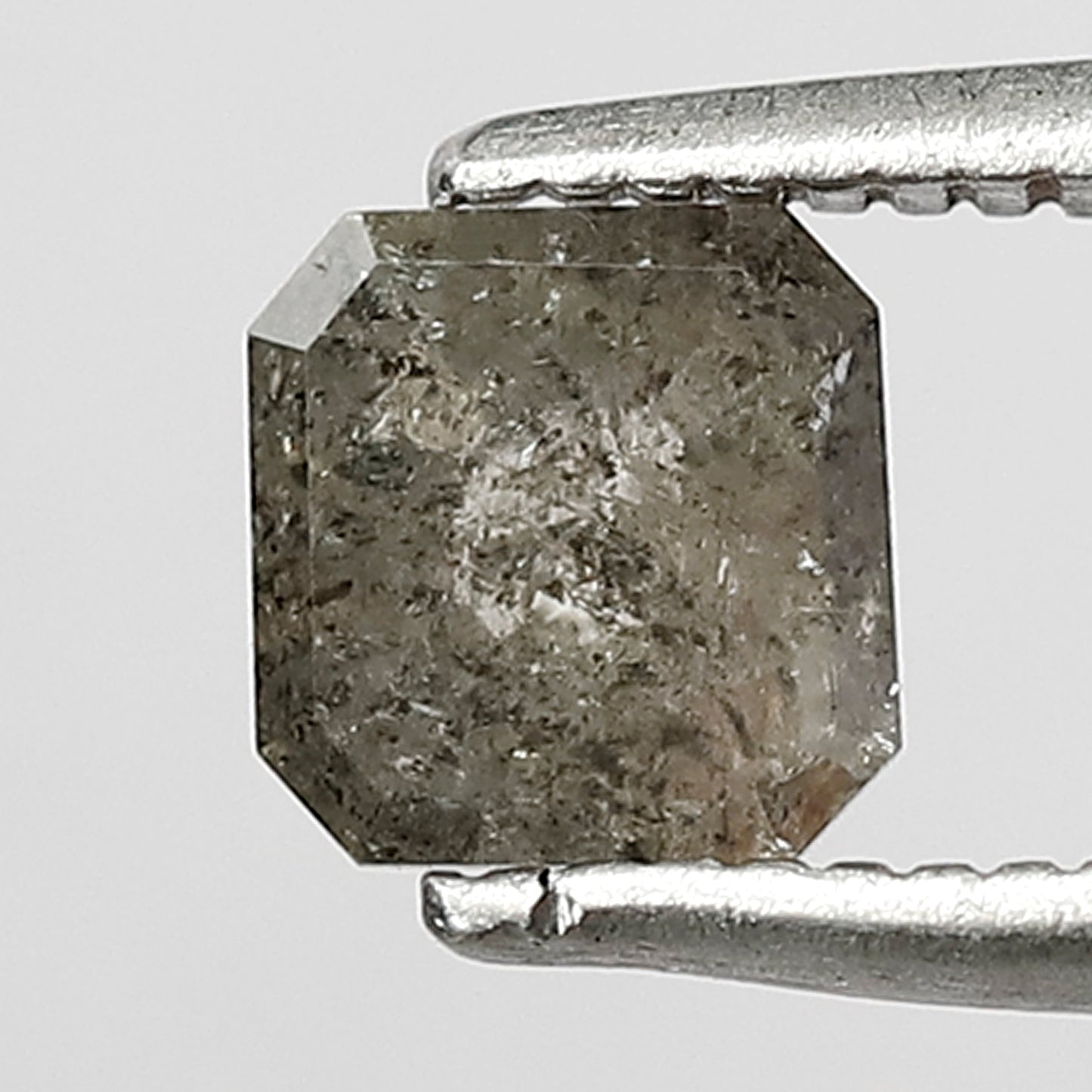 0.60 CT Asscher Shape Salt and Pepper Diamond 5 MM Loose Natural Grey Black Color Diamond Ring For Her