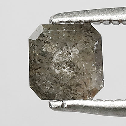 0.60 CT Asscher Shape Salt and Pepper Diamond 5 MM Loose Natural Grey Black Color Diamond Ring For Her