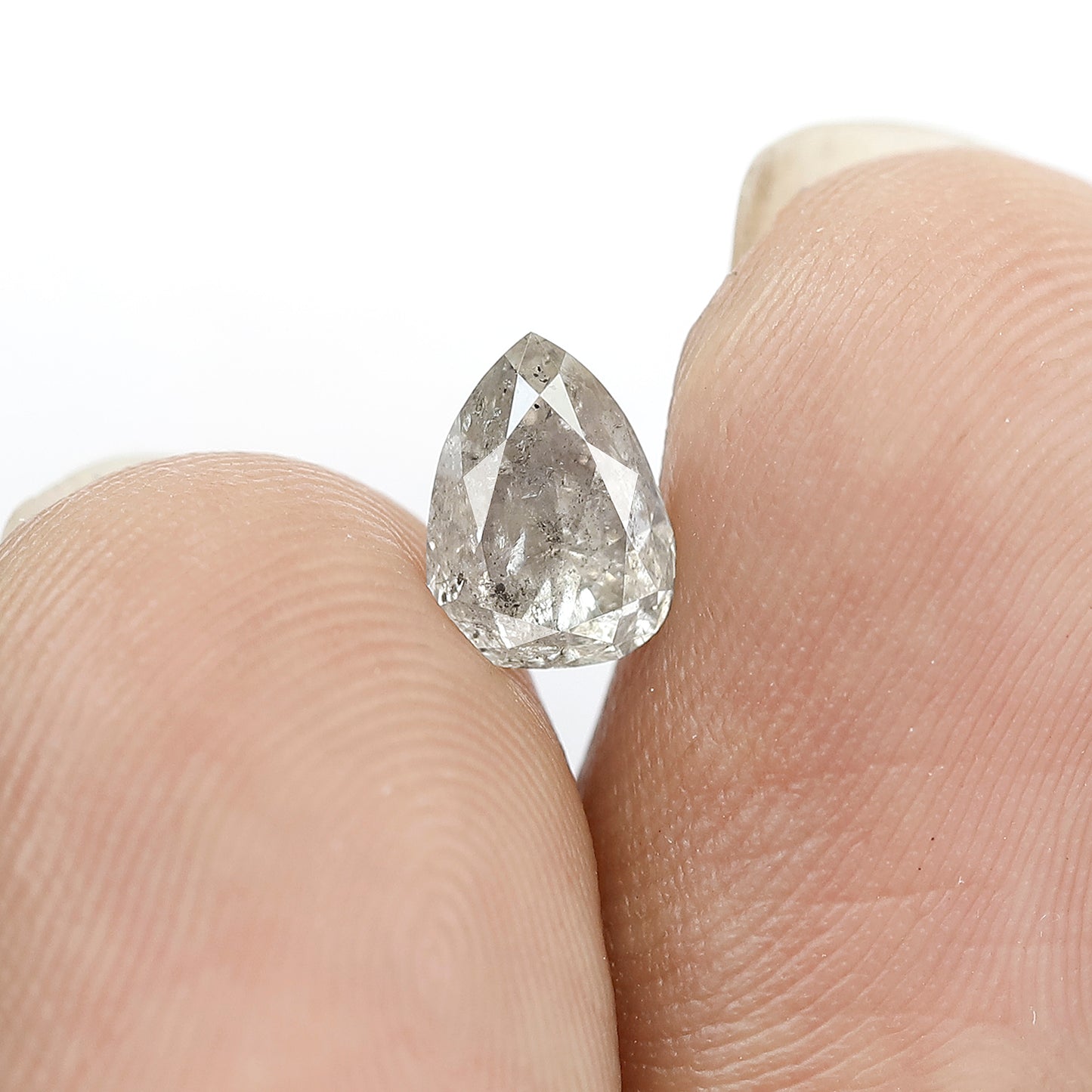 1.09 CT Pear Shape, 7 mm Grey Black  Brilliant Cut Salt and Pepper Diamond