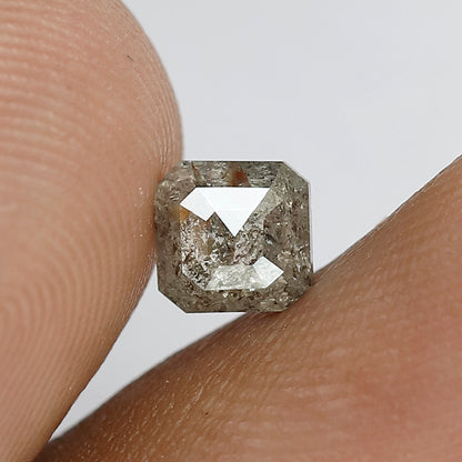 0.60 CT Asscher Shape Salt and Pepper Diamond 5 MM Loose Natural Grey Black Color Diamond Ring For Her