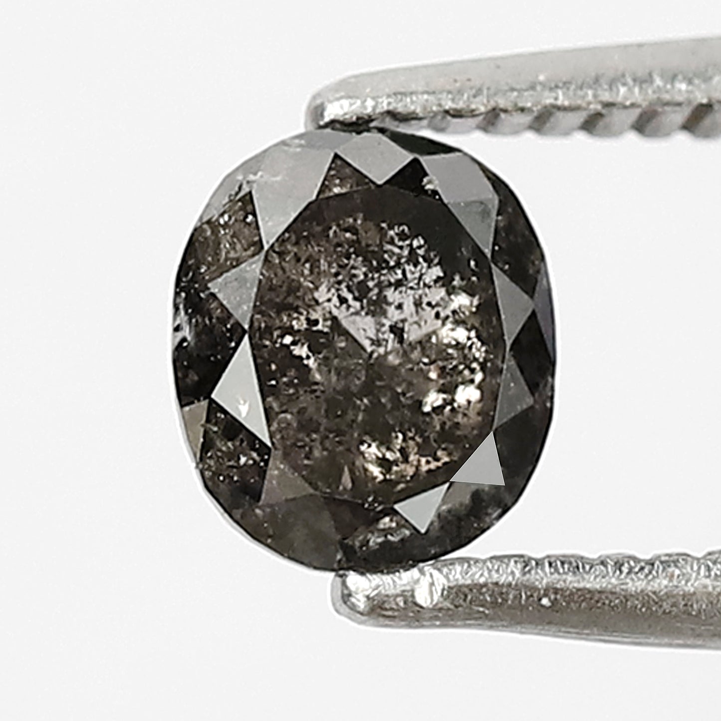 0.64 CT Oval Shape Salt and Pepper Diamond 5 MM Loose Natural Grey Black Color Diamond Birthday ring