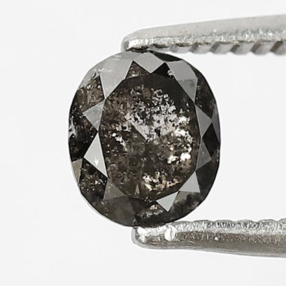 0.64 CT Oval Shape Salt and Pepper Diamond 5 MM Loose Natural Grey Black Color Diamond Birthday ring