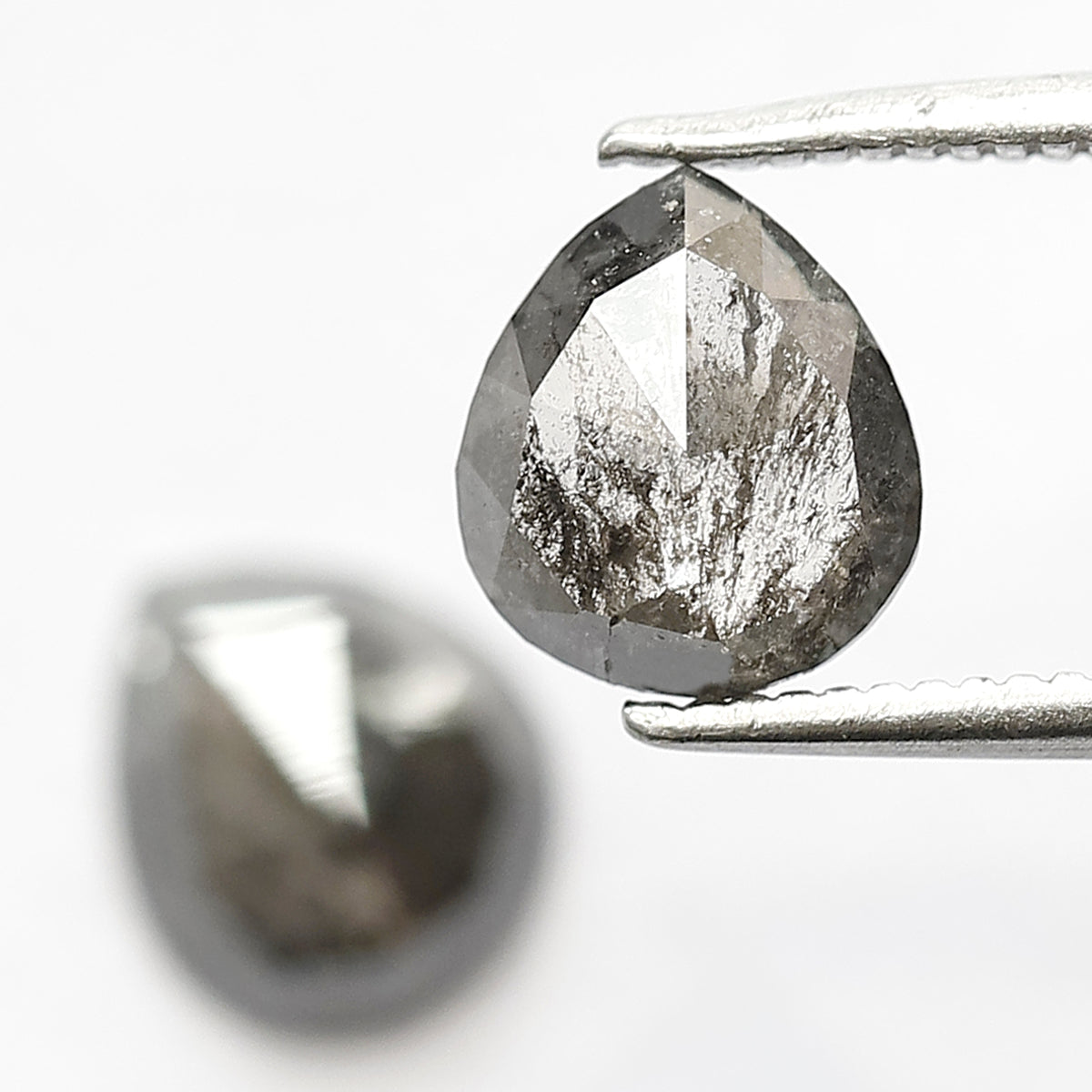 Pair of Pear Shape 1.65 Ct Salt and Pepper Diamonds, Natural 7.50 mm Loose Ethical Diamond