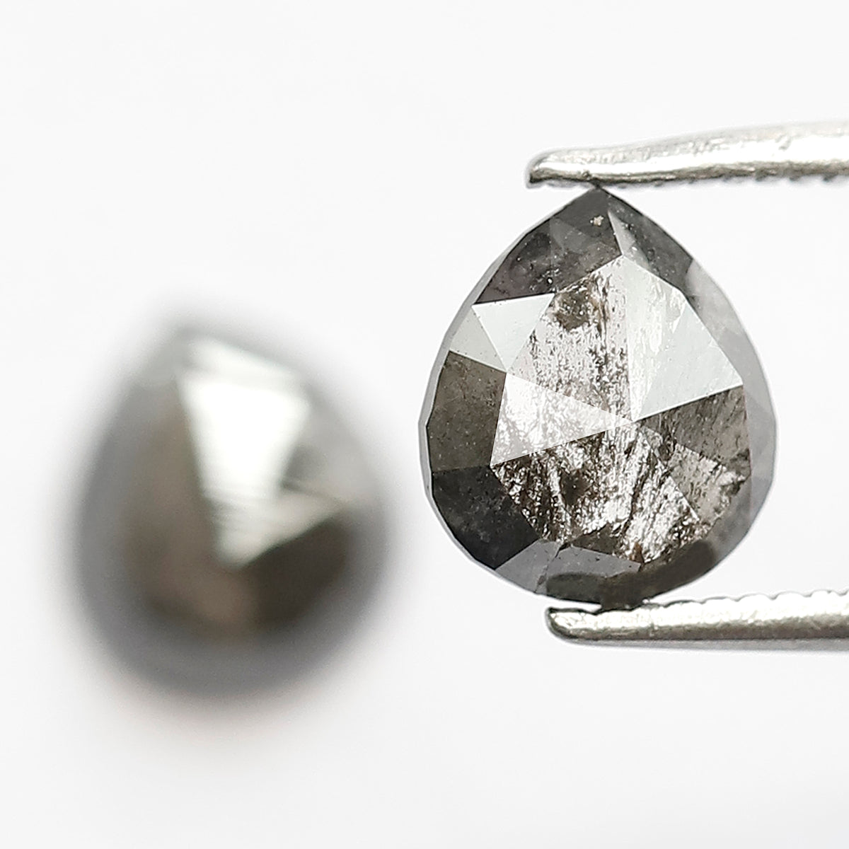 Pair of Pear Shape 1.65 Ct Salt and Pepper Diamonds, Natural 7.50 mm Loose Ethical Diamond