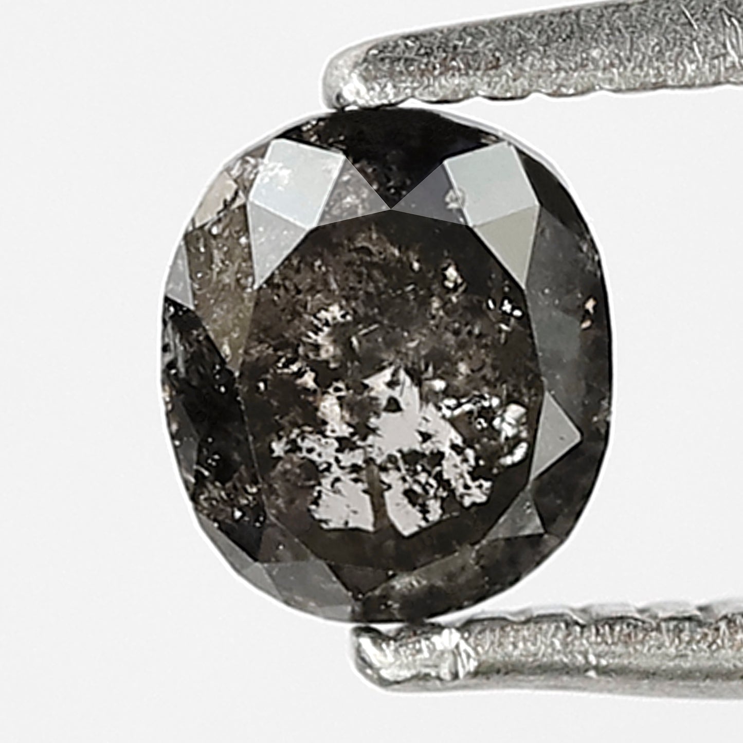 0.64 CT Oval Shape Salt and Pepper Diamond 5 MM Loose Natural Grey Black Color Diamond Birthday ring