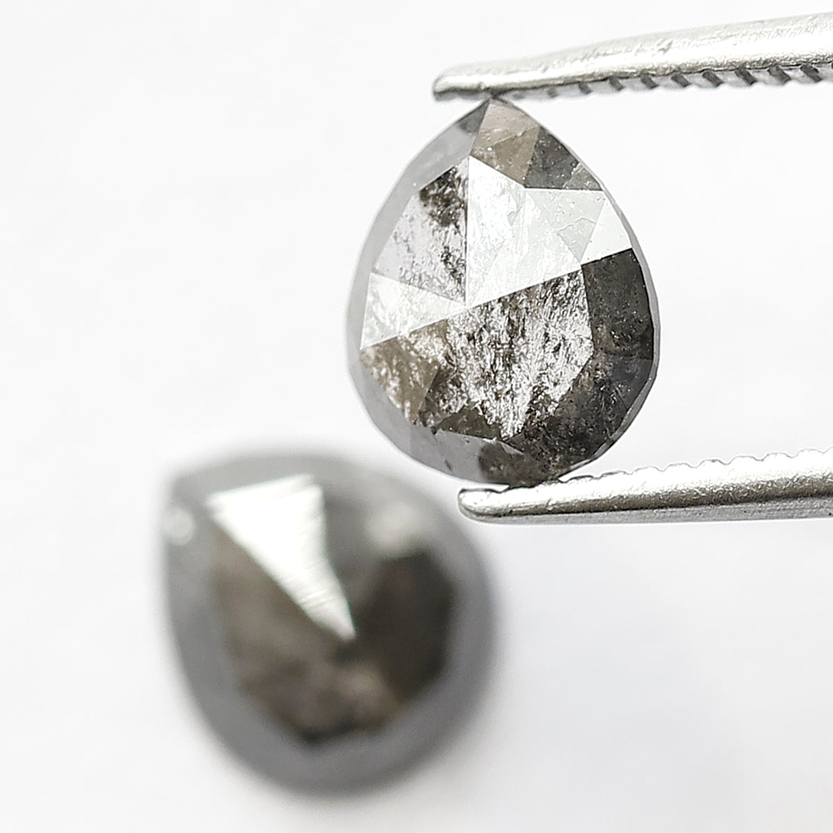 Pair of Pear Shape 1.65 Ct Salt and Pepper Diamonds, Natural 7.50 mm Loose Ethical Diamond