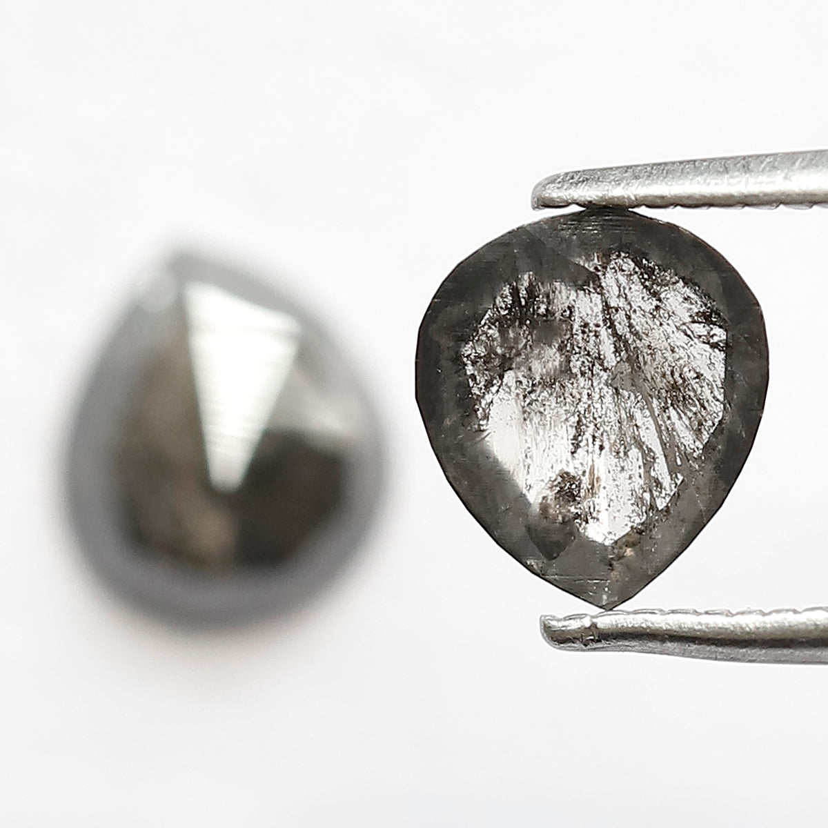 Pair of Pear Shape 1.65 Ct Salt and Pepper Diamonds, Natural 7.50 mm Loose Ethical Diamond