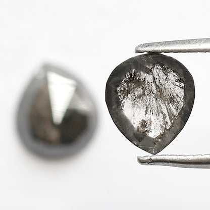 Pair of Pear Shape 1.65 Ct Salt and Pepper Diamonds, Natural 7.50 mm Loose Ethical Diamond