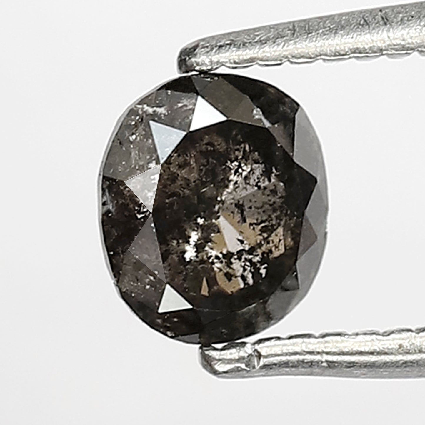 0.64 CT Oval Shape Salt and Pepper Diamond 5 MM Loose Natural Grey Black Color Diamond Birthday ring