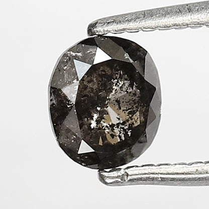 0.64 CT Oval Shape Salt and Pepper Diamond 5 MM Loose Natural Grey Black Color Diamond Birthday ring