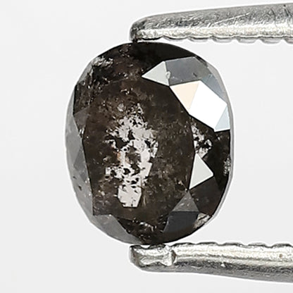 0.64 CT Oval Shape Salt and Pepper Diamond 5 MM Loose Natural Grey Black Color Diamond Birthday ring