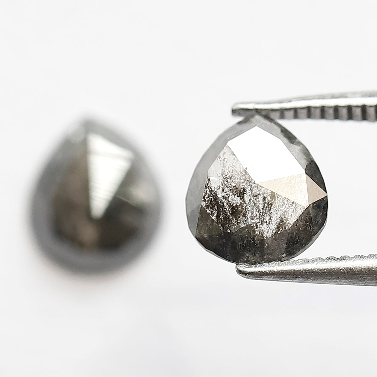 Pair of Pear Shape 1.65 Ct Salt and Pepper Diamonds, Natural 7.50 mm Loose Ethical Diamond