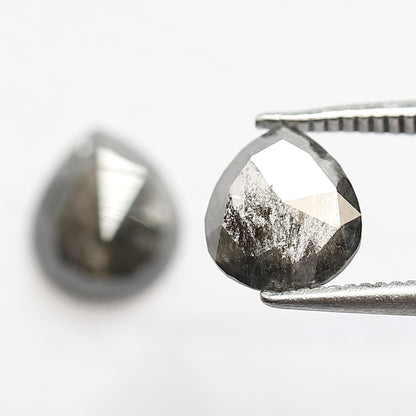 Pair of Pear Shape 1.65 Ct Salt and Pepper Diamonds, Natural 7.50 mm Loose Ethical Diamond