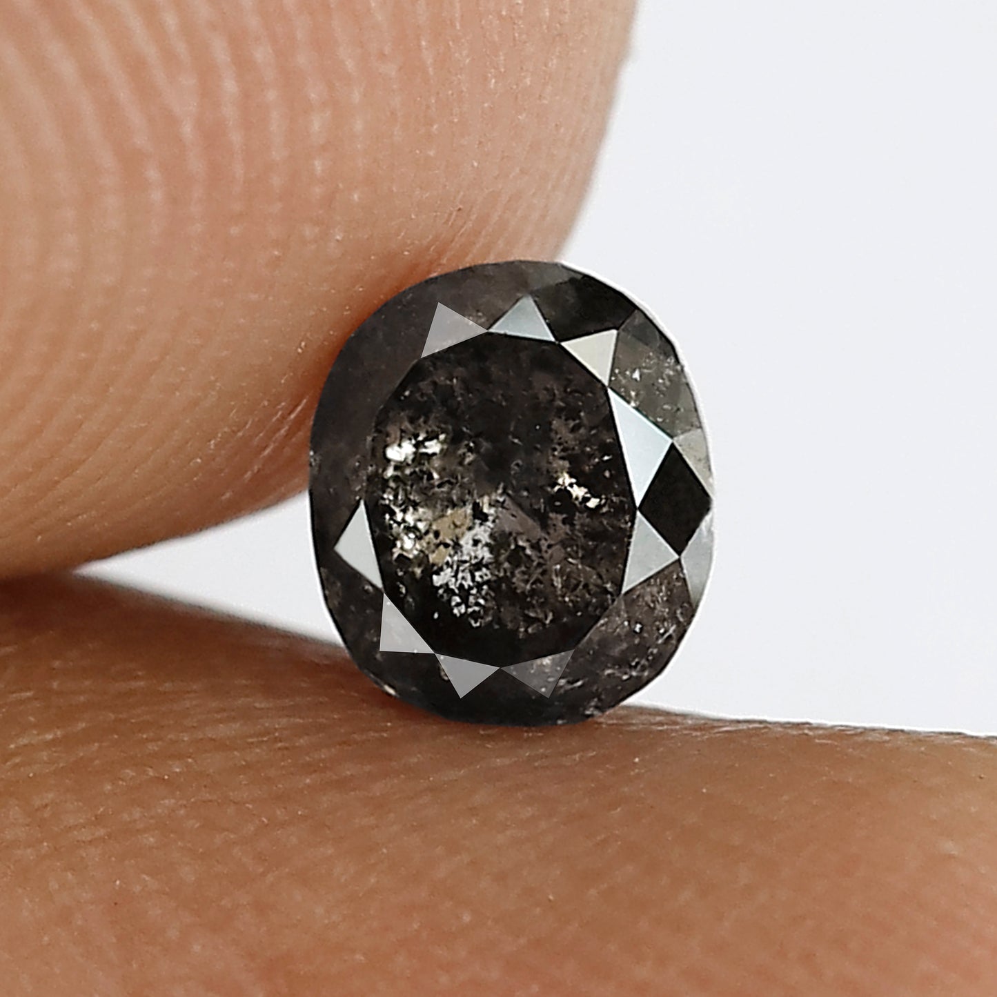 0.64 CT Oval Shape Salt and Pepper Diamond 5 MM Loose Natural Grey Black Color Diamond Birthday ring