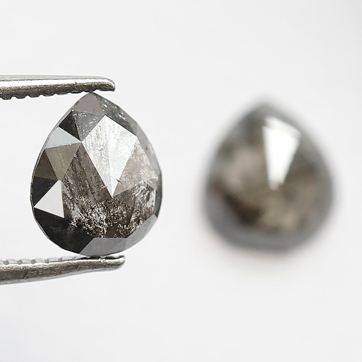 Pair of Pear Shape 1.65 Ct Salt and Pepper Diamonds, Natural 7.50 mm Loose Ethical Diamond