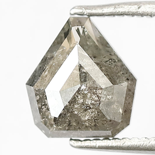 Natural 1.74 CT Geometric cut Earth Mined Diamond, Loose Gray Black 8 MM Salt and Pepper Diamond For Custom Wedding Ring