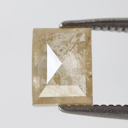 1.34 CT Rectangle cut Loose Rustic Diamond, 6.60 mm Natural Yellowish icy White Earth Mined Diamond