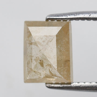1.34 CT Rectangle cut Loose Rustic Diamond, 6.60 mm Natural Yellowish icy White Earth Mined Diamond