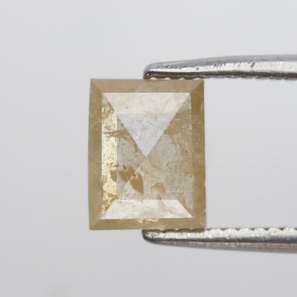 1.34 CT Rectangle cut Loose Rustic Diamond, 6.60 mm Natural Yellowish icy White Earth Mined Diamond