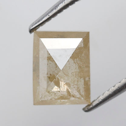 1.34 CT Rectangle cut Loose Rustic Diamond, 6.60 mm Natural Yellowish icy White Earth Mined Diamond