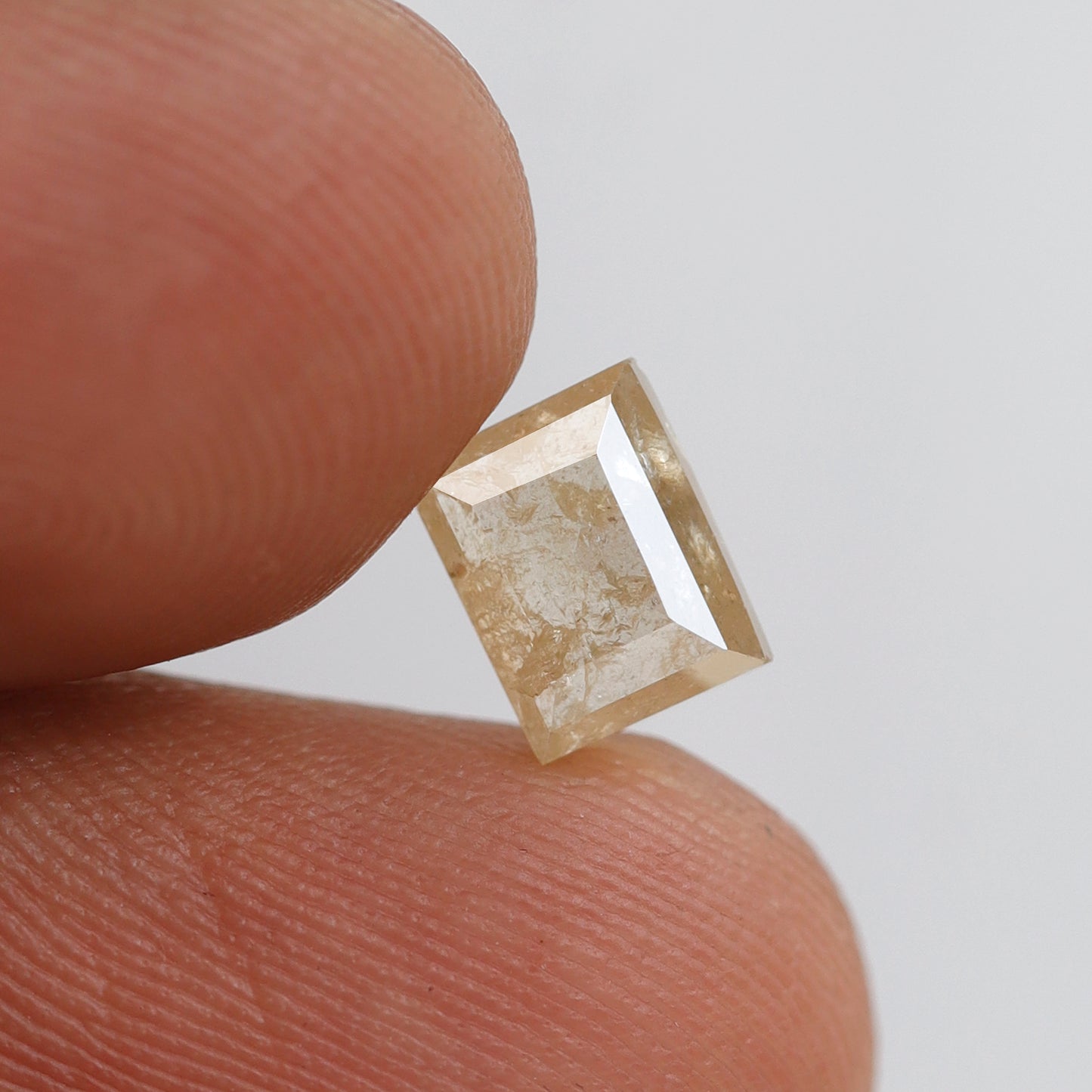 1.34 CT Rectangle cut Loose Rustic Diamond, 6.60 mm Natural Yellowish icy White Earth Mined Diamond