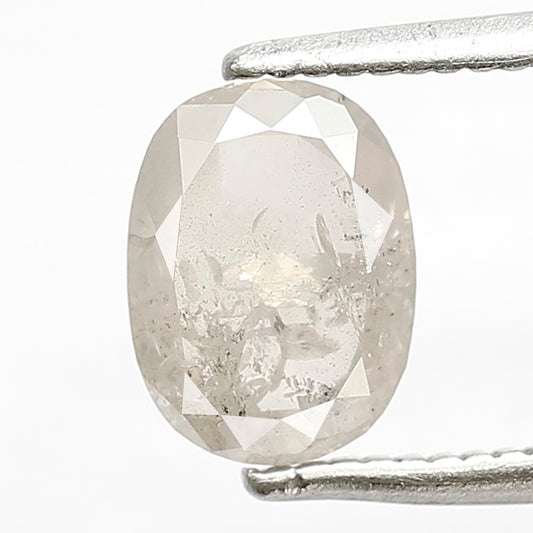 1.19 CT Misty White Oval Shape Loose Diamond, Natural 7.50 mm Ethically Sourced Salt and Pepper Diamond For Oval Wedding Band