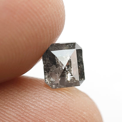 Natural 0.91 Ct Emerald Salt & Pepper Earth Mined Diamond | 5.50 x 5.00 mm Ethical Loose Stone for Jewelry