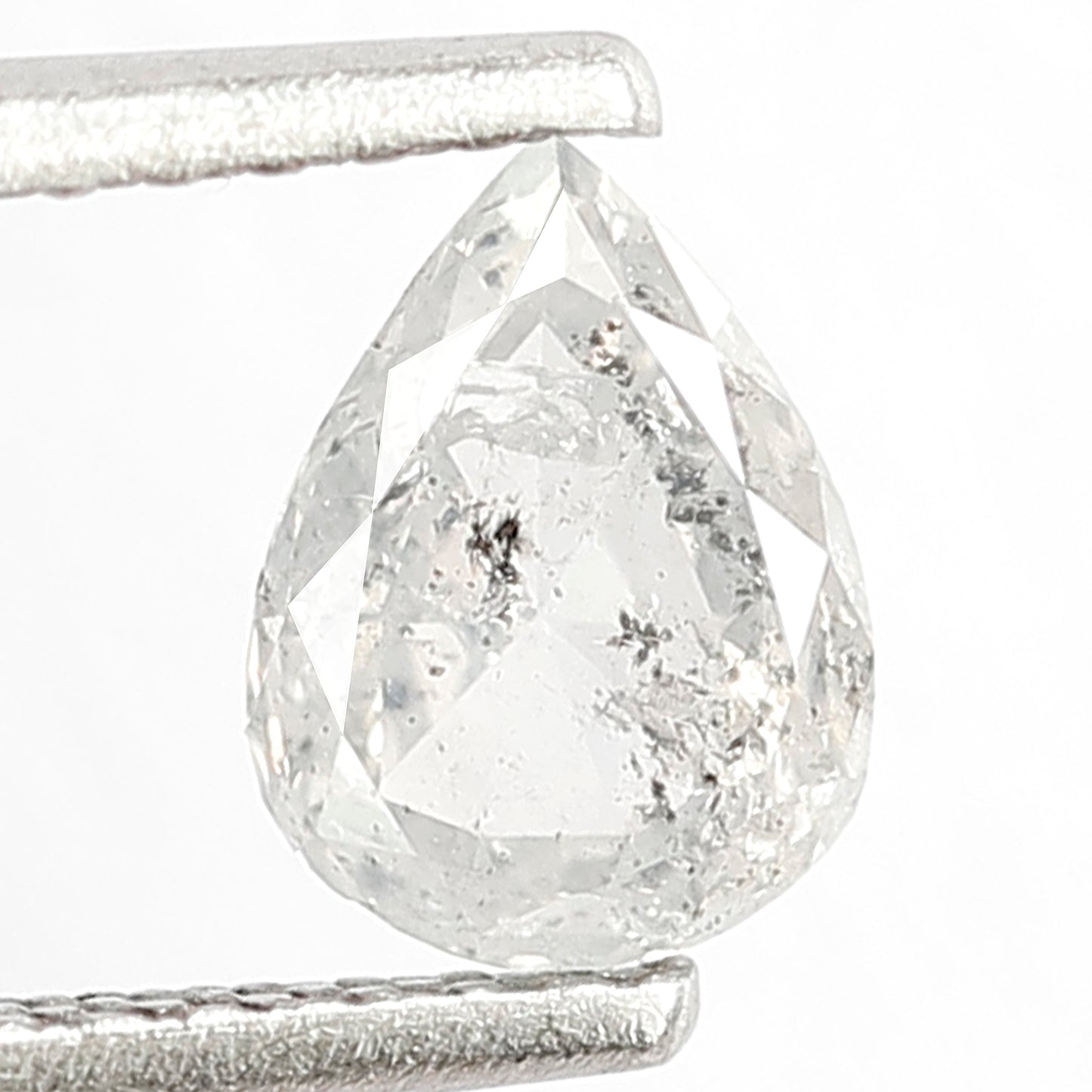 0.62 CT Pear Shape Salt and Pepper Diamond, Natural Misty White Earth Mined Loose Diamond For Bridal Jewelry