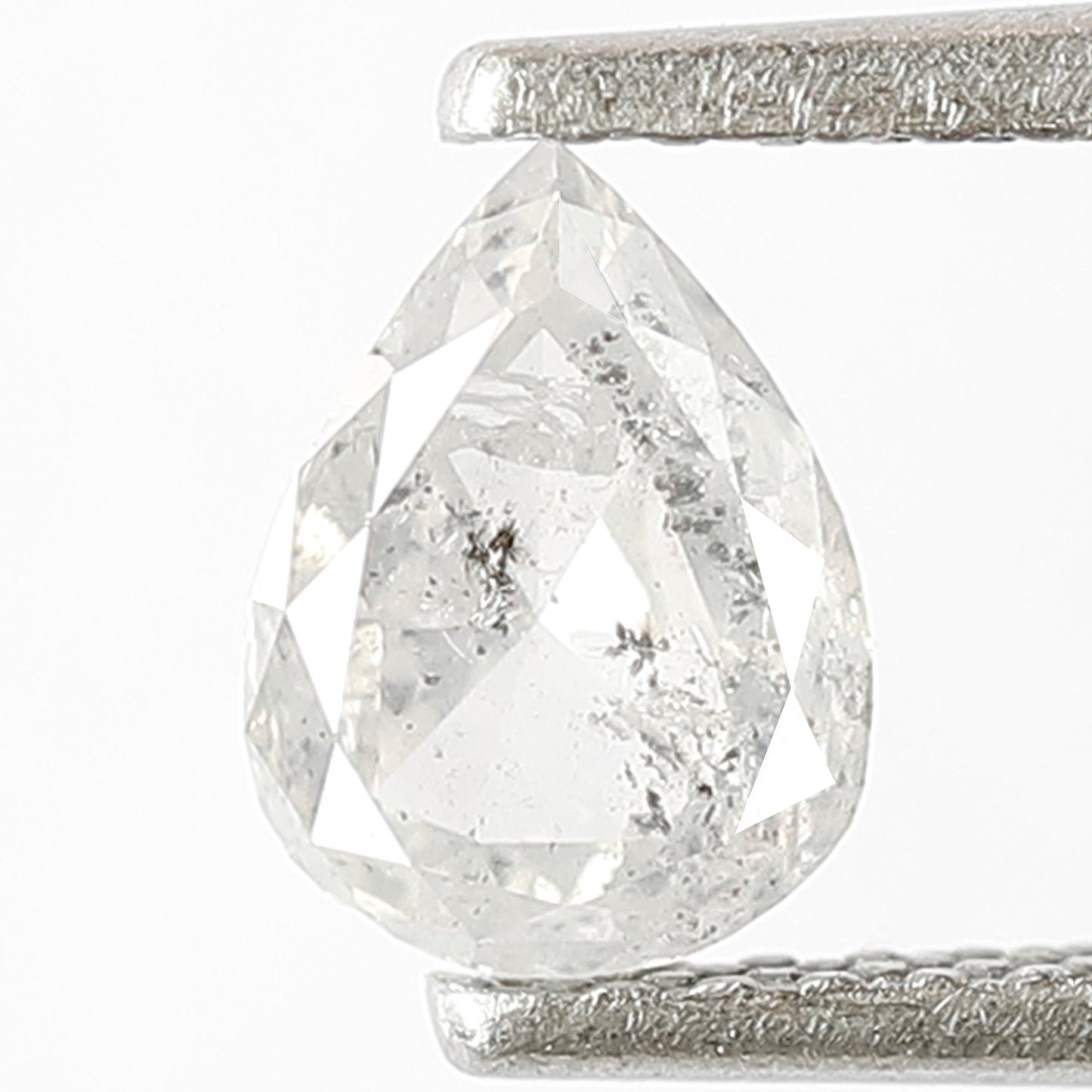 0.62 CT Pear Shape Salt and Pepper Diamond, Natural Misty White Earth Mined Loose Diamond For Bridal Jewelry