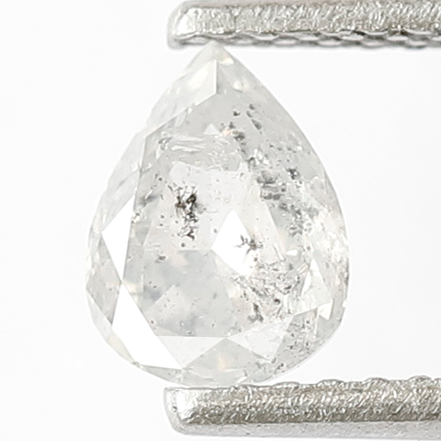 0.62 CT Pear Shape Salt and Pepper Diamond, Natural Misty White Earth Mined Loose Diamond For Bridal Jewelry