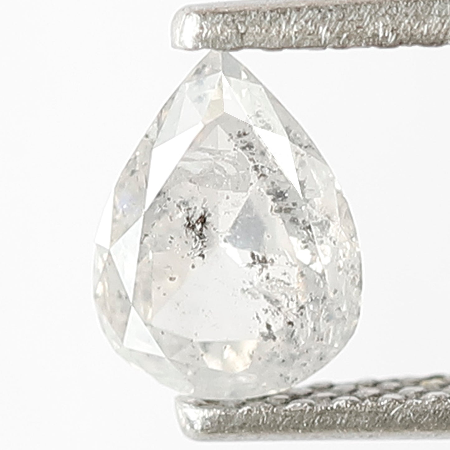 0.62 CT Pear Shape Salt and Pepper Diamond, Natural Misty White Earth Mined Loose Diamond For Bridal Jewelry