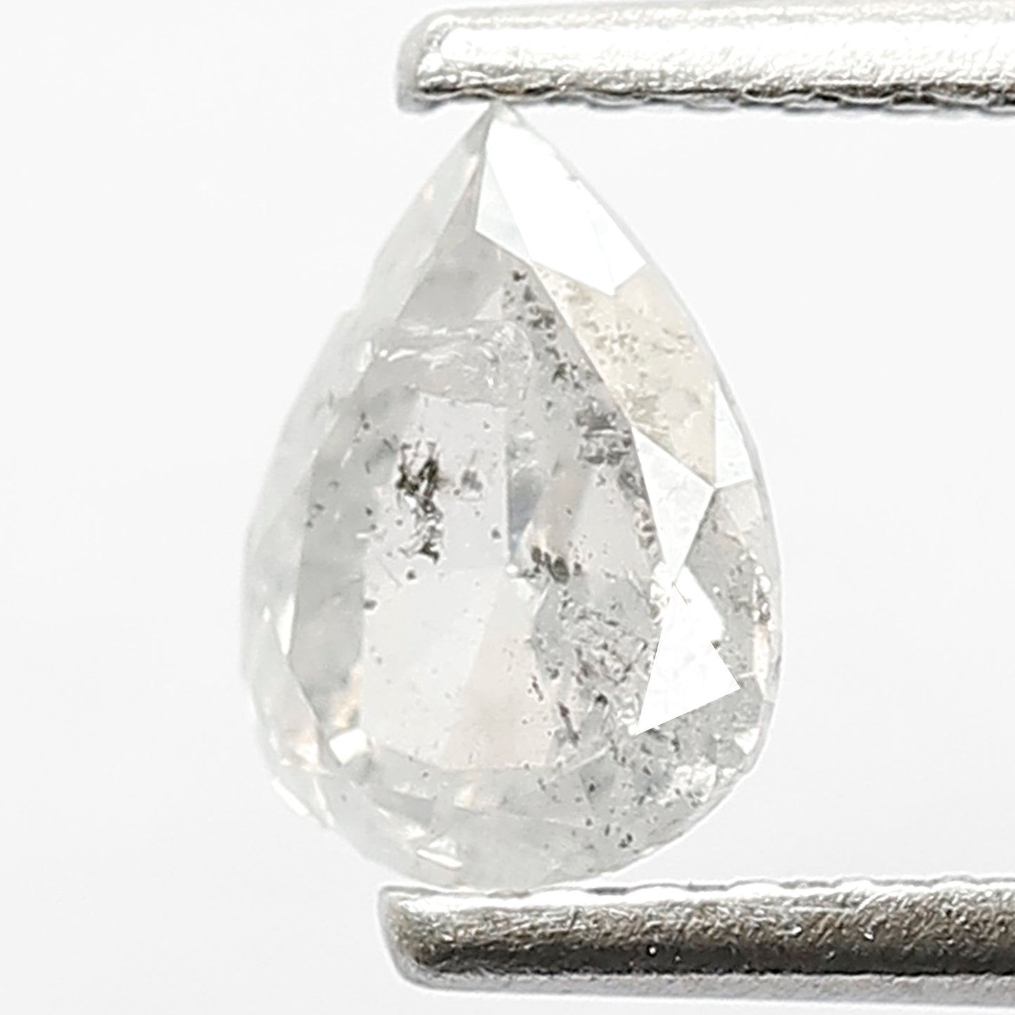 0.62 CT Pear Shape Salt and Pepper Diamond, Natural Misty White Earth Mined Loose Diamond For Bridal Jewelry
