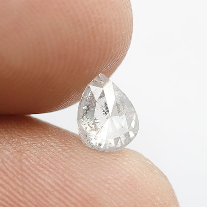 0.62 CT Pear Shape Salt and Pepper Diamond, Natural Misty White Earth Mined Loose Diamond For Bridal Jewelry