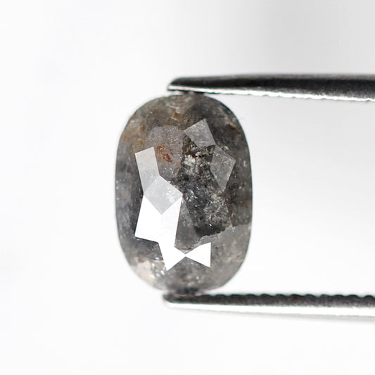 1.37 CT Oval Cut Salt and Pepper Diamond, Natural Gray Black Loose Diamond for Wedding and Engagement Jewelry