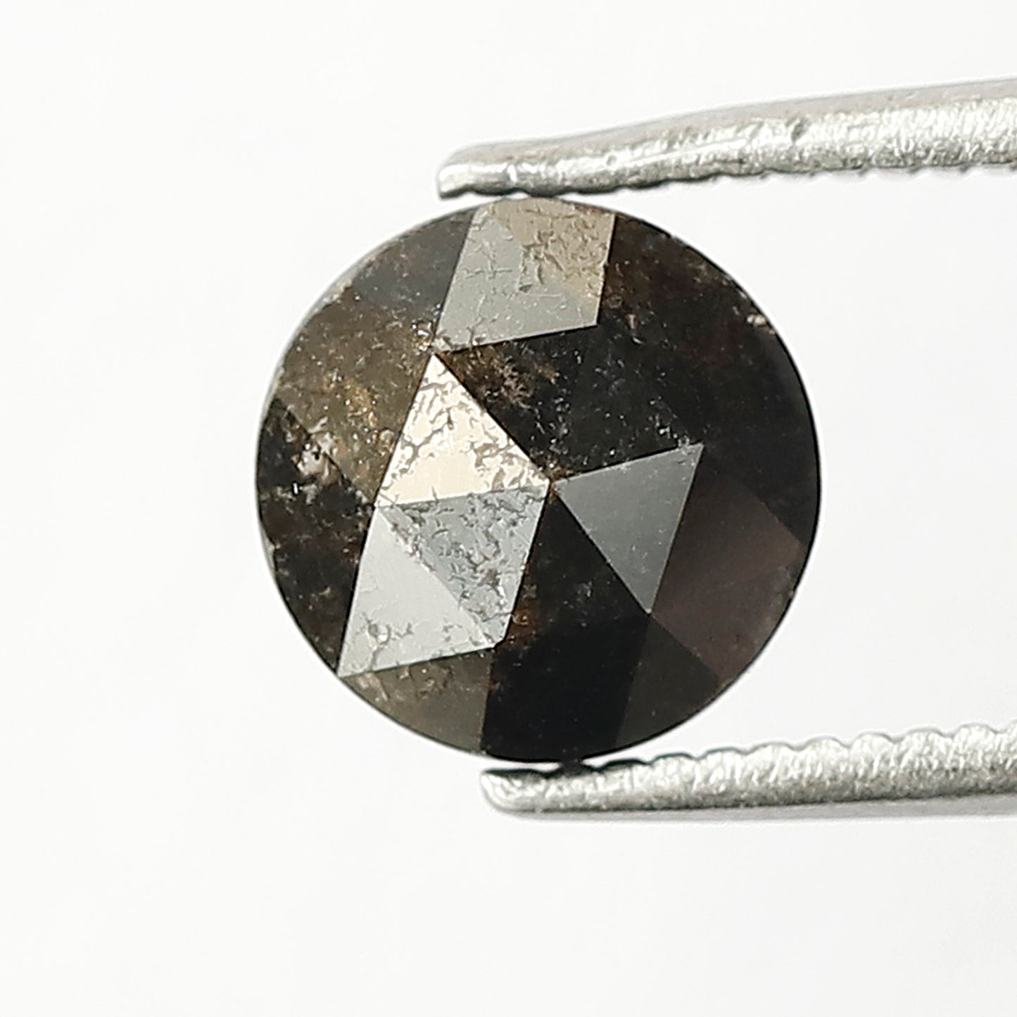 Round Rose Cut Salt and Pepper Diamond 1.68 Carats 7 mm Size